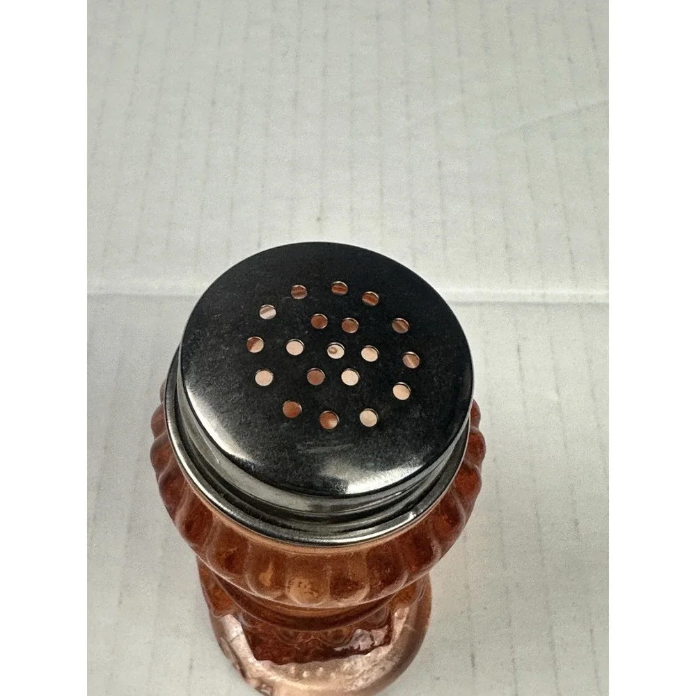 Vintage Degenhart Amber Glass Rooster Salt Shaker Silver Screw On Lid